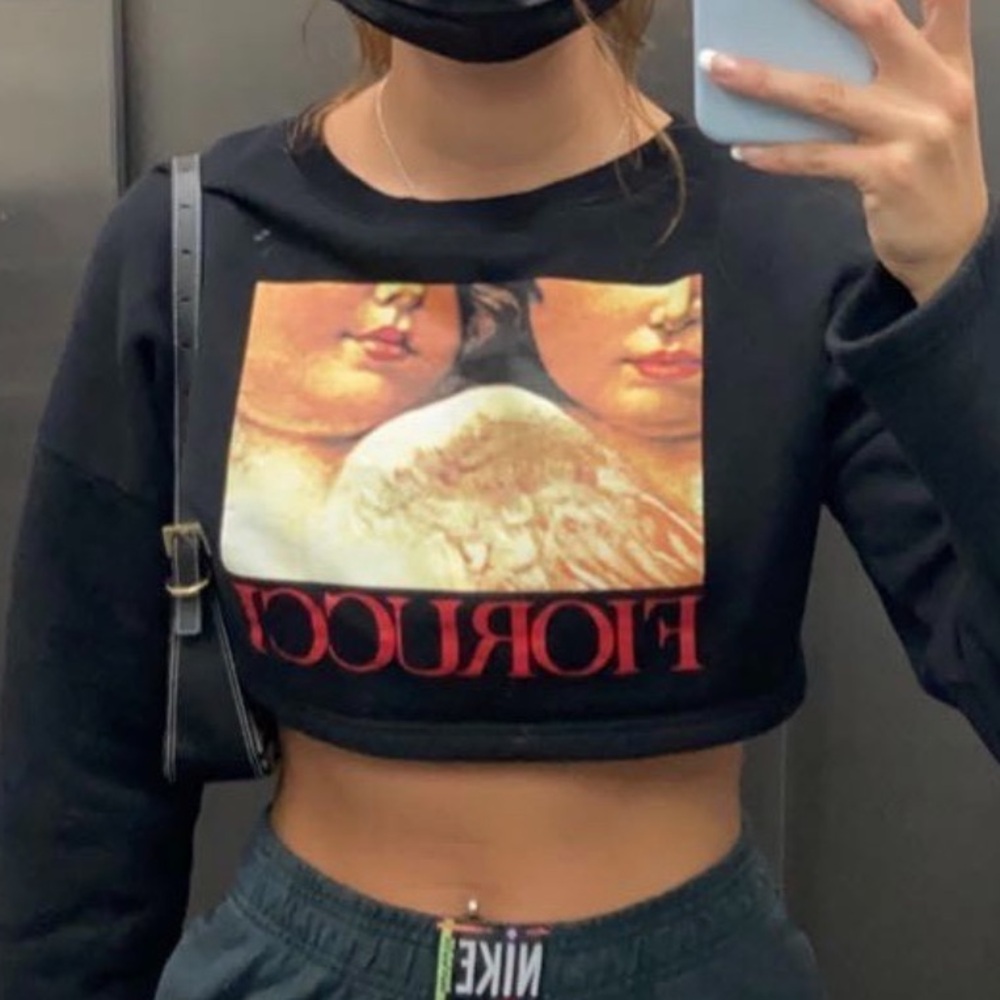 Fiorucci Black Cherub Angel Cropped Sweater